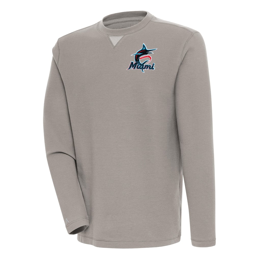 Miami Marlins Antigua Flier Bunker Pullover Sweatshirt - Oatmeal