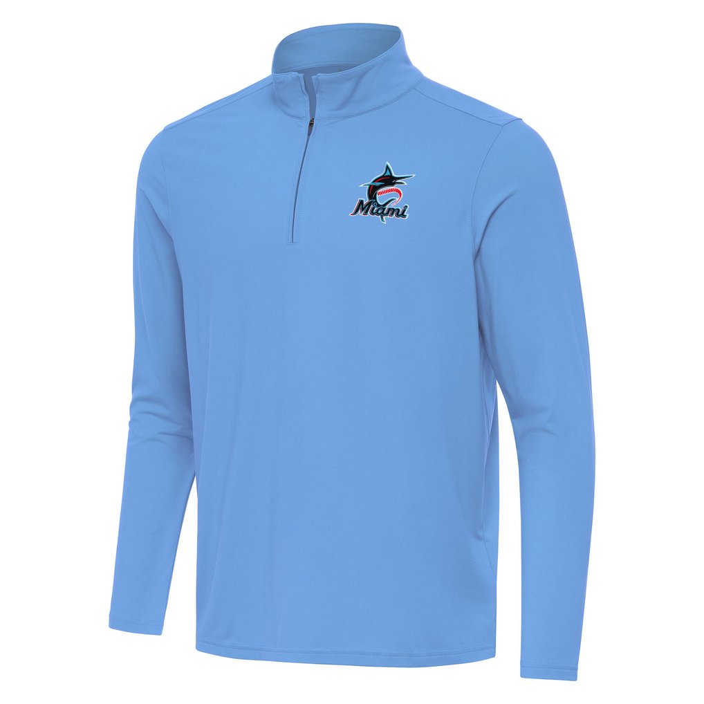  Miami Marlins Antigua Intent Quarter-Zip Top - Powder Blue