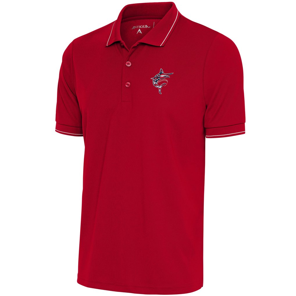  Miami Marlins Antigua Patriotic Affluent Polo - Red/White