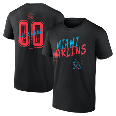 Miami Marlins  Hustle Personalized Name & Number T-Shirt - Black