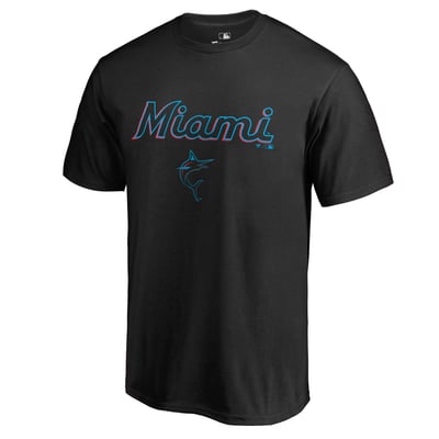 Miami Marlins Team Lockup T-Shirt - Black