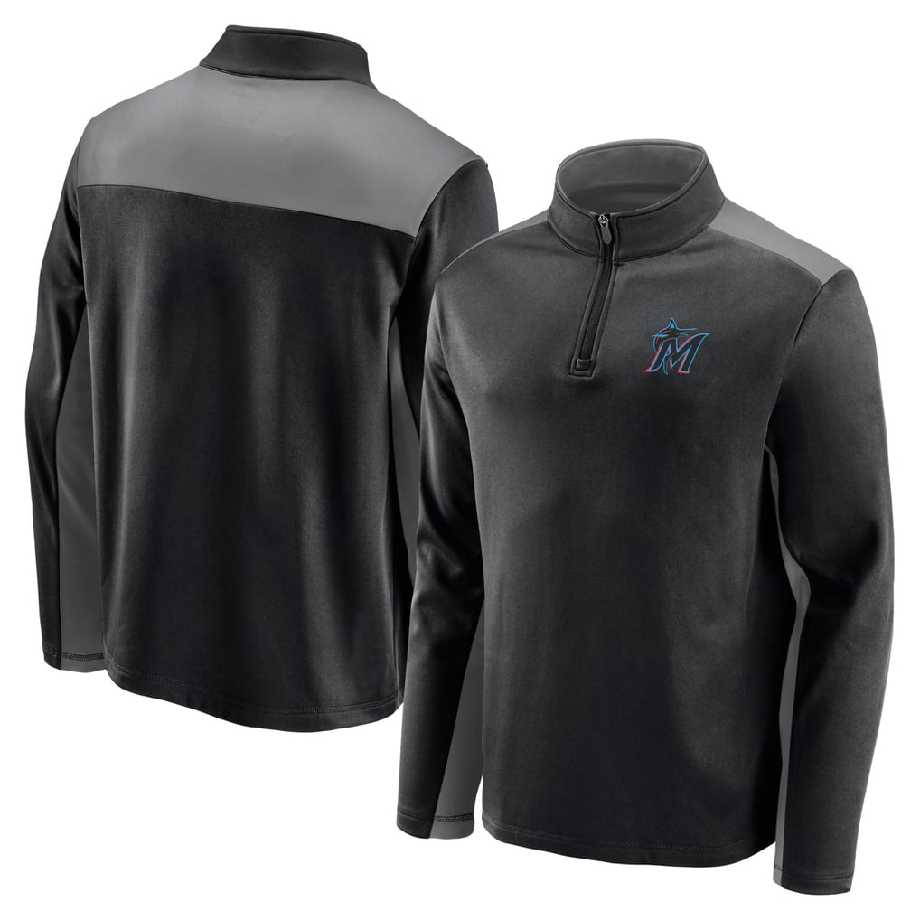 Miami Marlins Fanatics Team Primary Logo Quarter-Zip Jacket - Black
