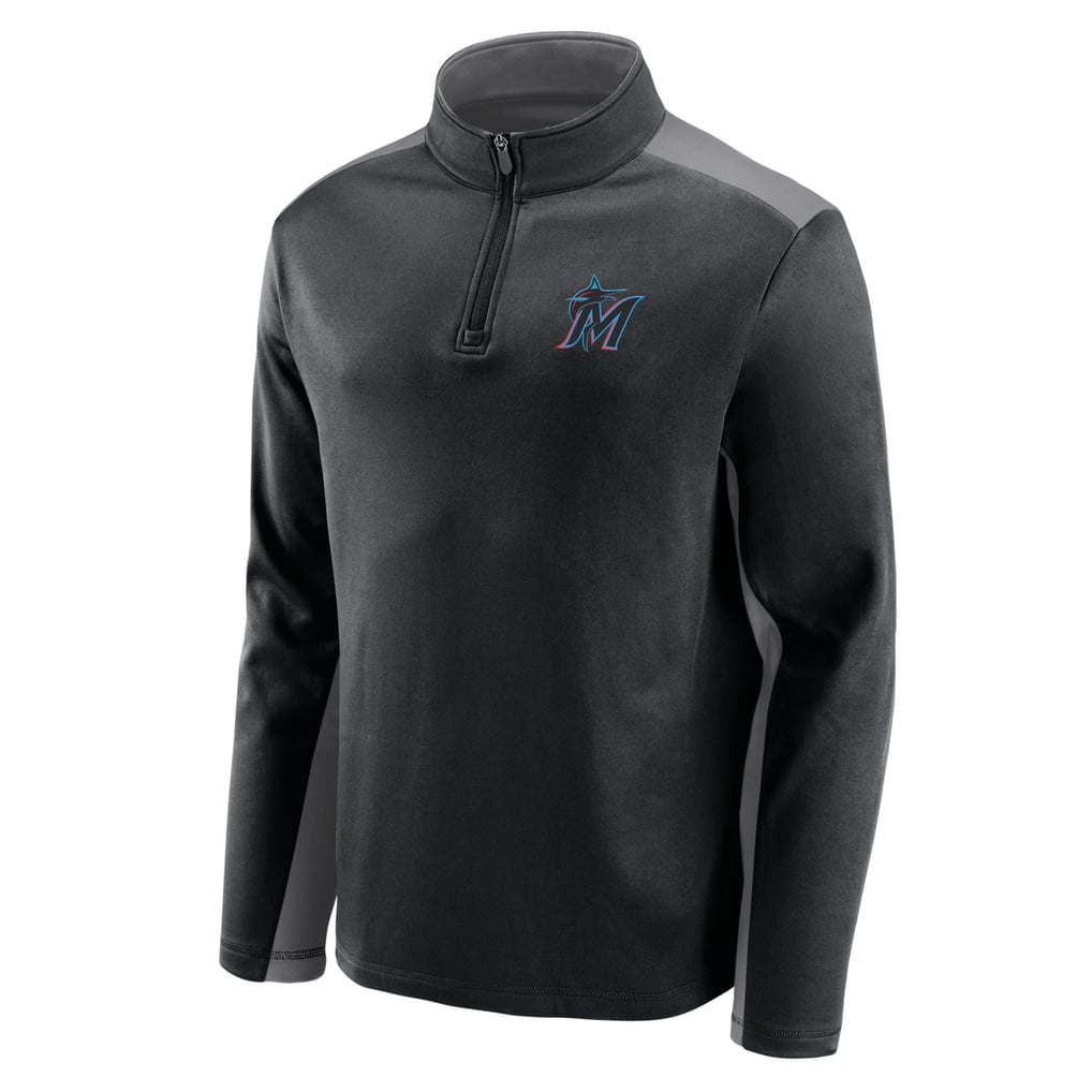 Miami Marlins Fanatics Team Primary Logo Quarter-Zip Jacket - Black
