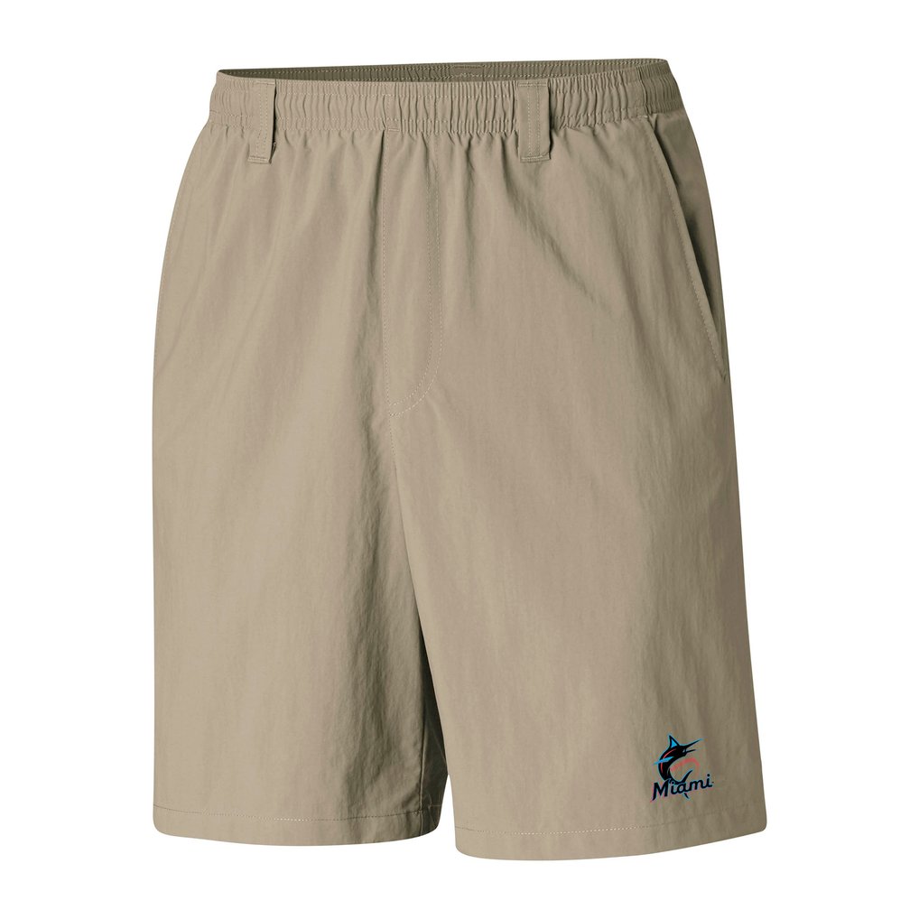  Miami Marlins Columbia PFG Backcast III Water Shorts - Tan