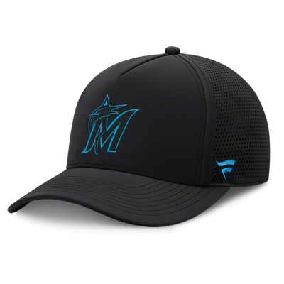 Miami Marlins Fanatics Men's Perforated Adjustable Hat - Black
