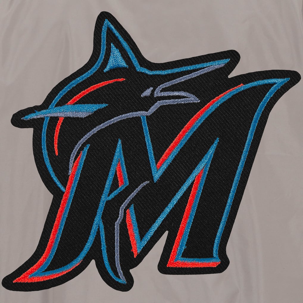 Miami Marlins JH Design Lightweight Nylon Bomber Jacket - Gray
