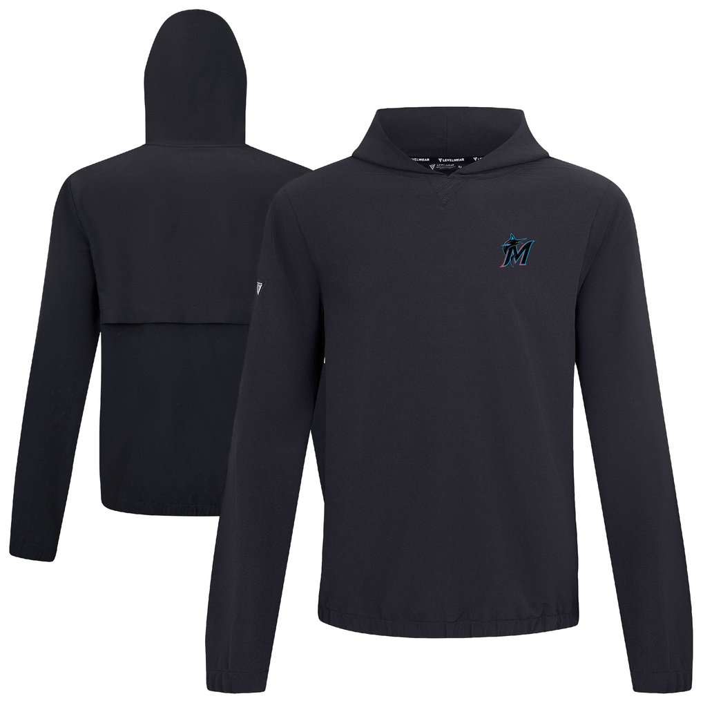Miami Marlins Levelwear Action Insignia 2.0 Pullover Hoodie - Black