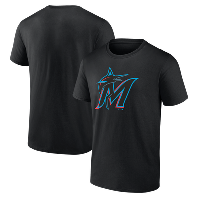 Miami Marlins Logo Athletic Official Logo T-Shirt - Black