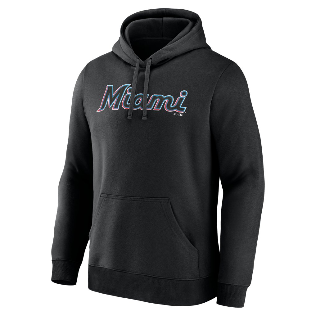 Miami Marlins Logo Athletic Wordmark Hoodie - Black