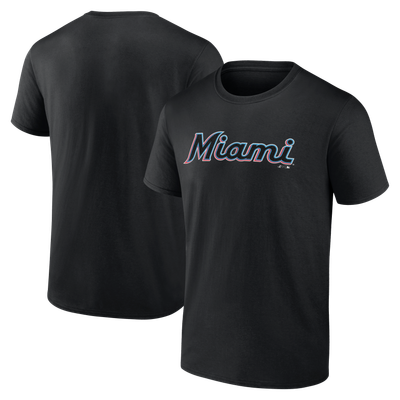 Miami Marlins Logo Athletic Wordmark T-Shirt - Black