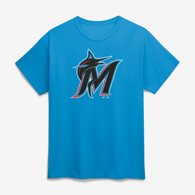 Miami Marlins Logo Athletic Official Logo T-Shirt - Blue