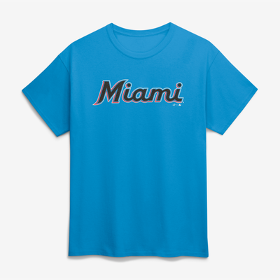 Miami Marlins Logo Athletic Wordmark T-Shirt - Teal