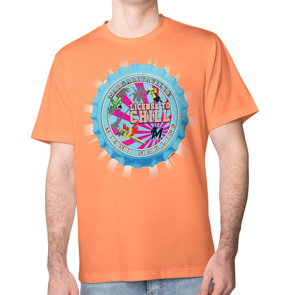  Miami Marlins Margaritaville Chill Bottle Cap Classic T-Shirt - Orange