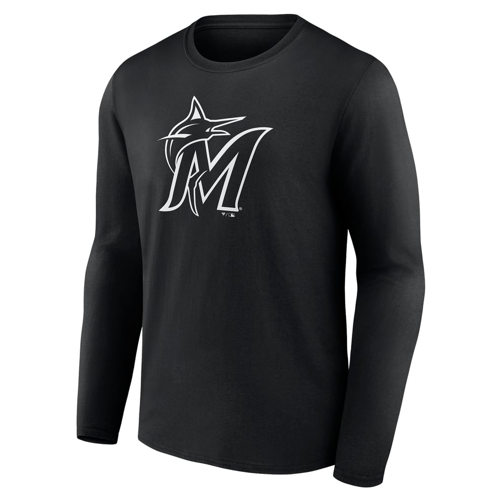 Miami Marlins Monochrome Personalized Name & Number Long Sleeve T-Shirt - Black