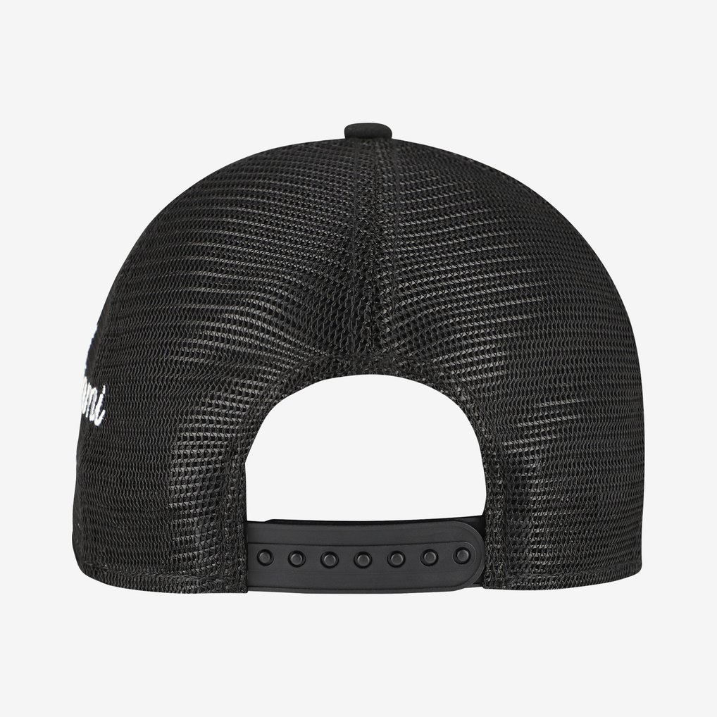 Miami Marlins New Era Side Script 9FORTY A-Frame Trucker Adjustable Hat - Black