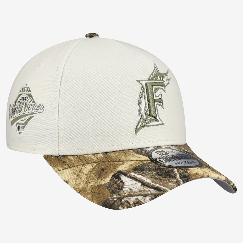 Miami Marlins New Era 9FORTY A-Frame Adjustable Hat - Cream/Realtree Camo