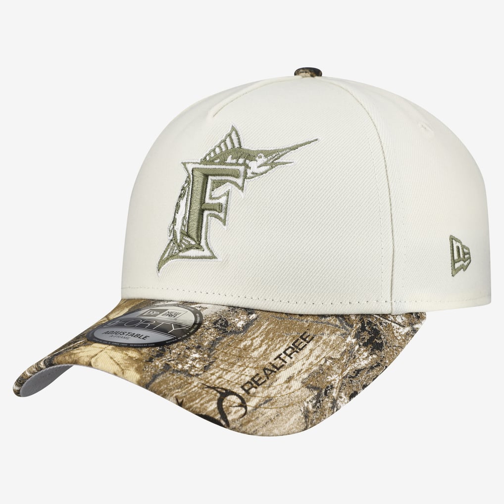 Miami Marlins New Era 9FORTY A-Frame Adjustable Hat - Cream/Realtree Camo