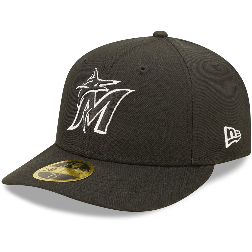 Miami Marlins New Era Black & White Low Profile 59FIFTY Fitted Hat