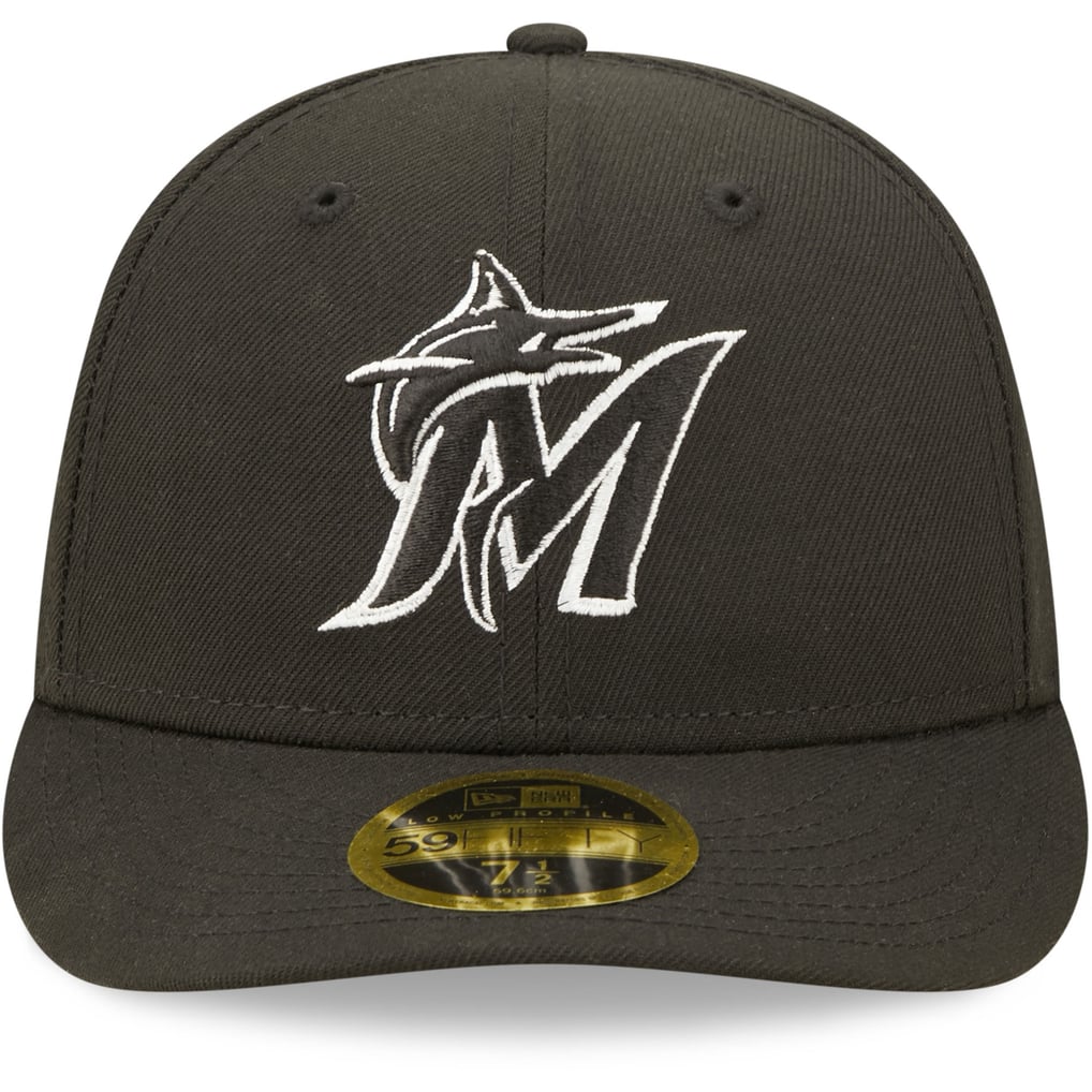 Miami Marlins New Era Black & White Low Profile 59FIFTY Fitted Hat