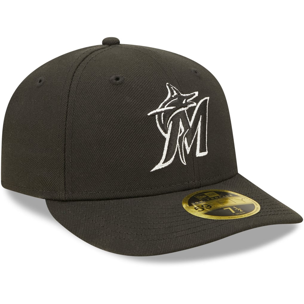 Miami Marlins New Era Black & White Low Profile 59FIFTY Fitted Hat