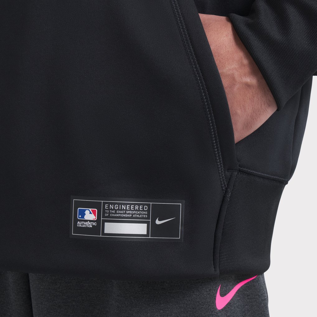 Miami Marlins Nike 2025 City Connect Authentic Collection Therma Pullover Hoodie - Black