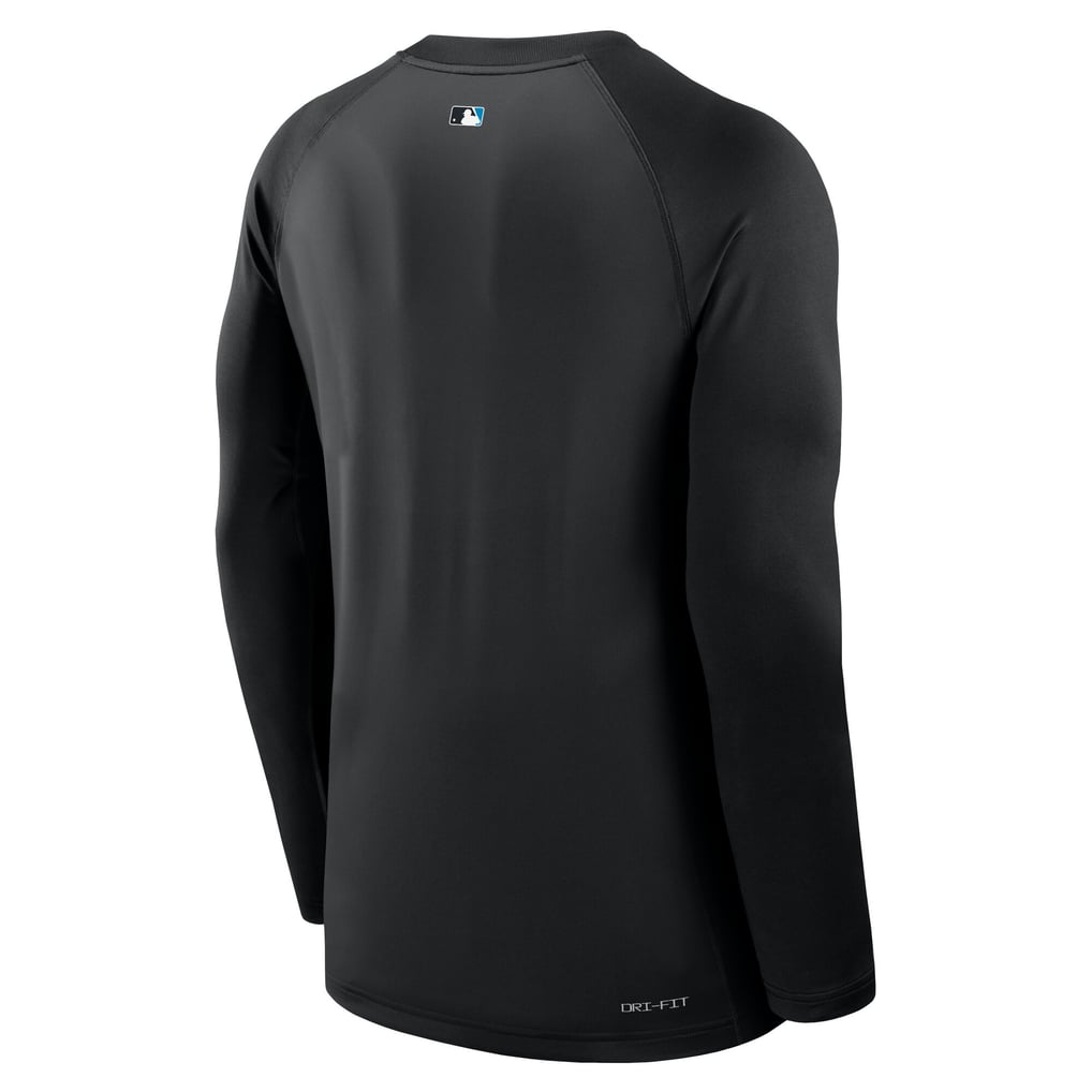 Miami Marlins Nike Authentic Collection Game Time Raglan Dri-FIT Long Sleeve T-Shirt - Black