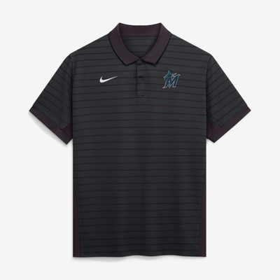 Miami Marlins Nike Authentic Collection Striped Victory Dri-FIT Polo - Black