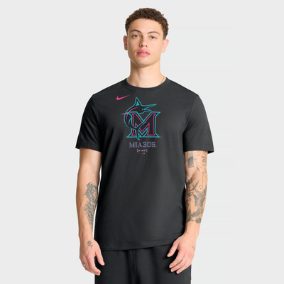 Miami Marlins Nike City Connect Large Logo T-Shirt - Black
