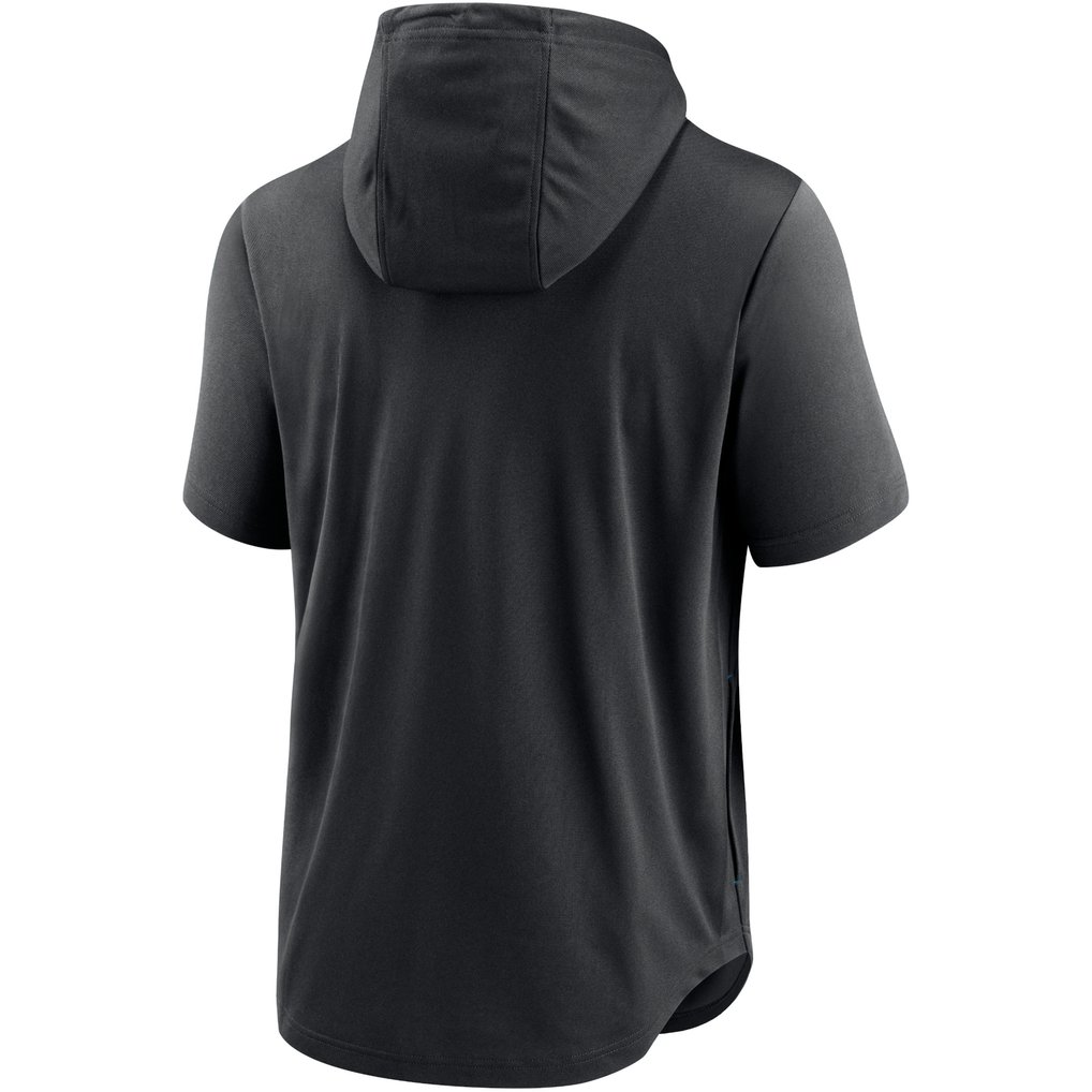 Miami Marlins Nike Lockup Performance Short Sleeve Lightweight Hooded Top - Black