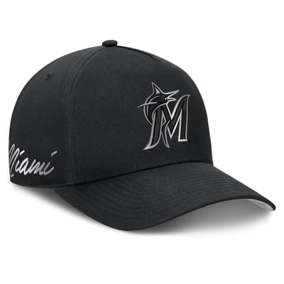 Miami Marlins Nike Rise Dri-FIT A-Frame Adjustable Hat - Black