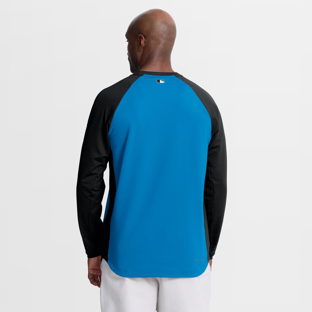 Miami Marlins Nike Authentic Collection Raglan Dri-FIT Sweatshirt - Blue