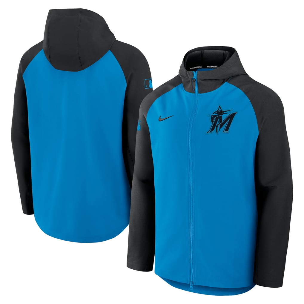 Miami Marlins Nike Authentic Collection Raglan Performance Full-Zip Jacket - Blue/Black