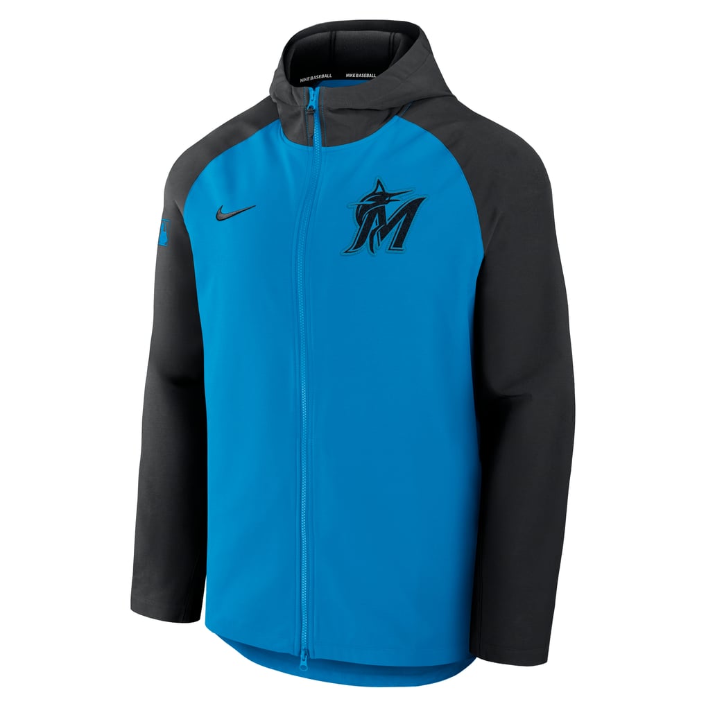 Miami Marlins Nike Authentic Collection Raglan Performance Full-Zip Jacket - Blue/Black