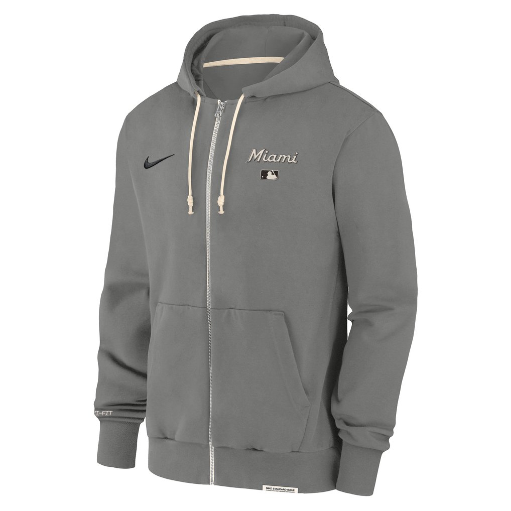 Miami Marlins Nike Authentic Collection Travel Performance Full-Zip Hoodie - Charcoal