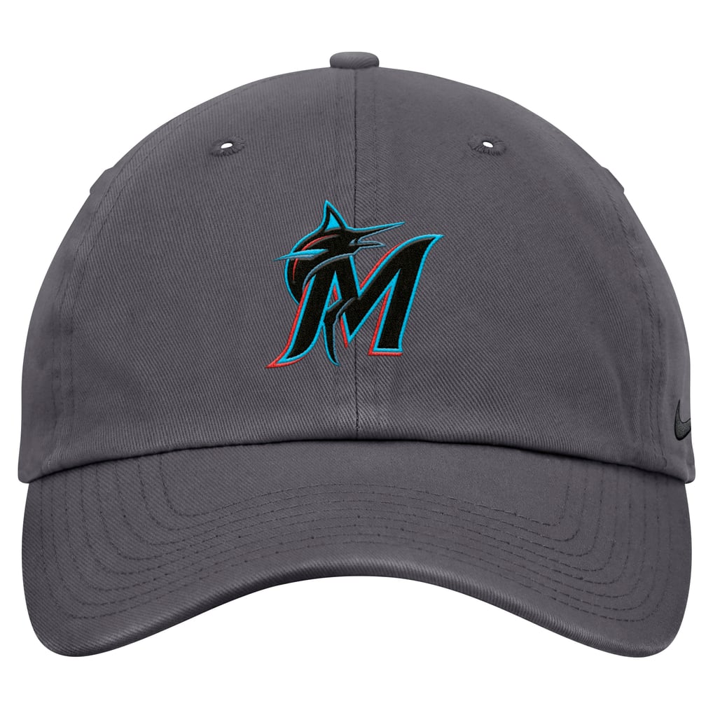Miami Marlins Nike Club Adjustable Hat - Gray