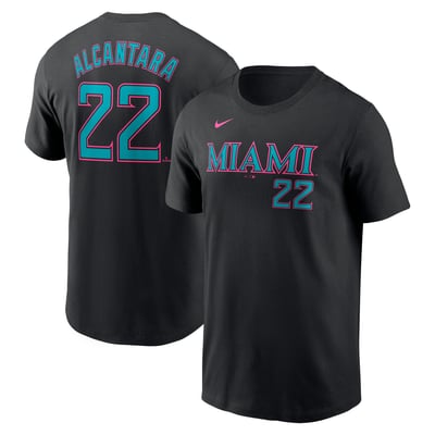 Sandy Alcantara Miami Marlins Nike 2025 City Connect Fuse Name & Number T-Shirt - Black