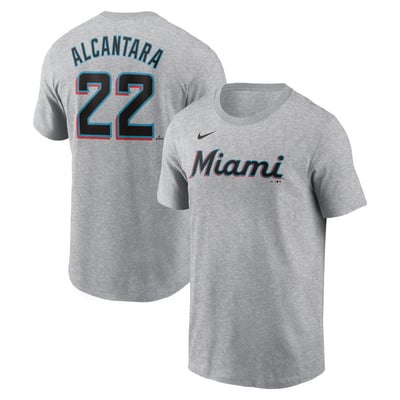 Sandy Alcantara Miami Marlins Nike Fuse Name & Number T-Shirt - Heather Gray