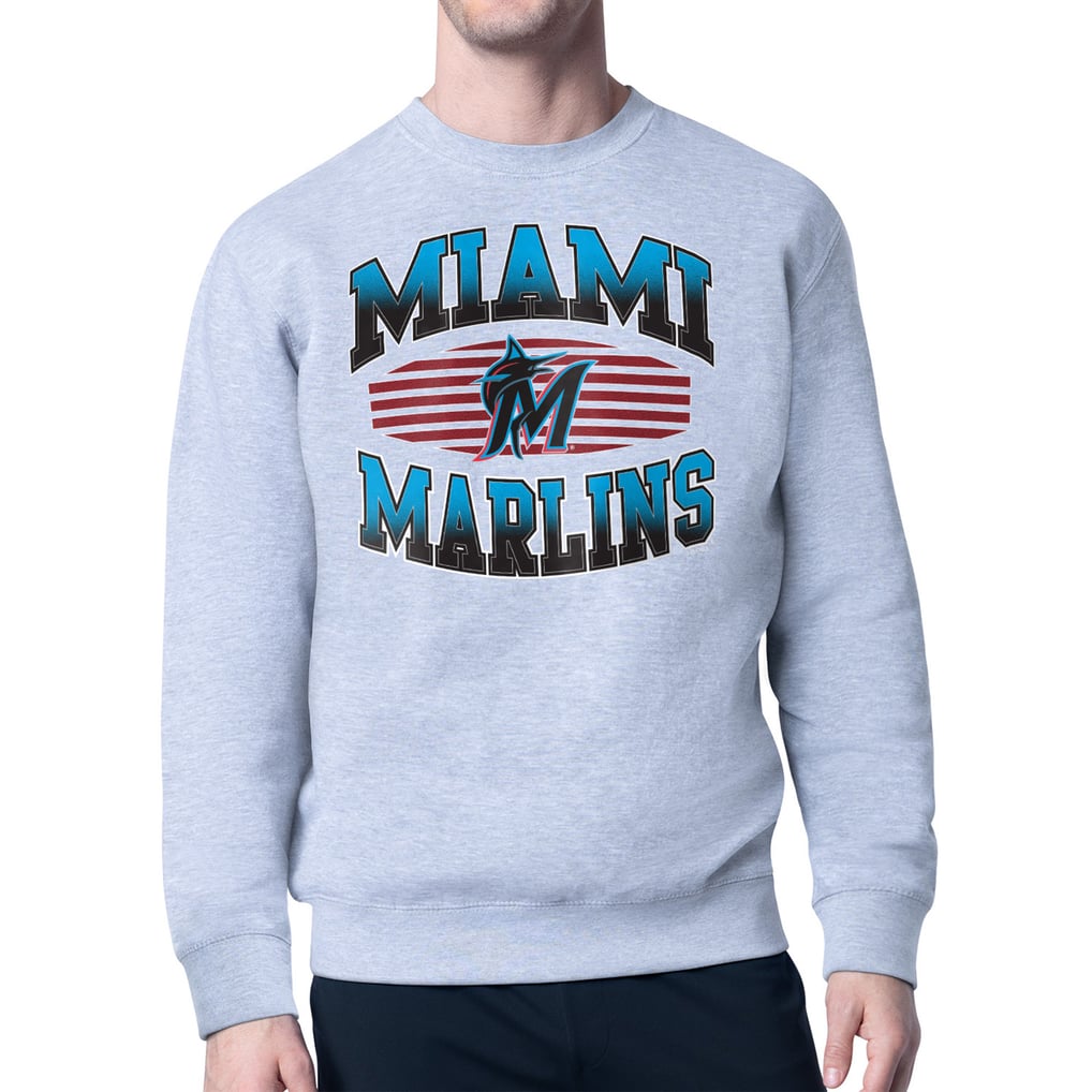 Miami Marlins Starter Team Grit Graphic Fleece Pullover Sweatshirt - Heather Gray
