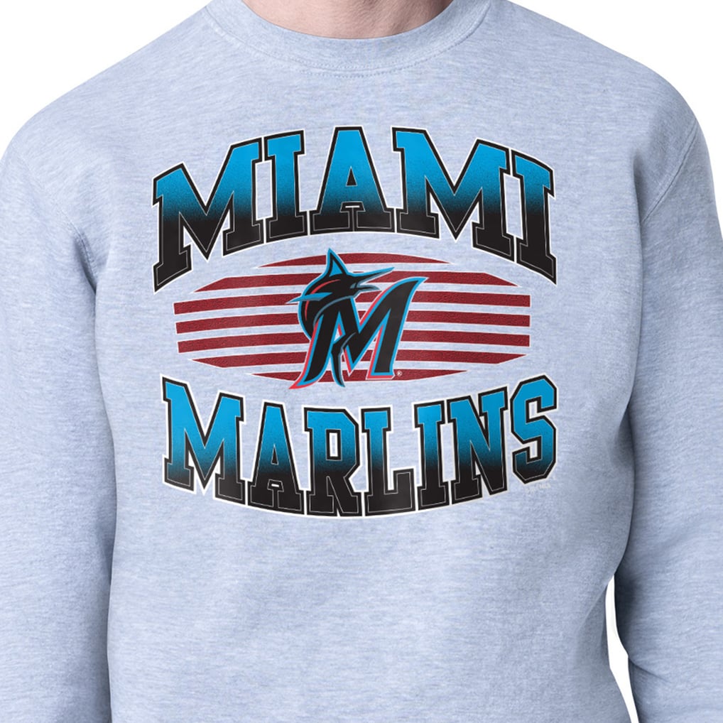 Miami Marlins Starter Team Grit Graphic Fleece Pullover Sweatshirt - Heather Gray