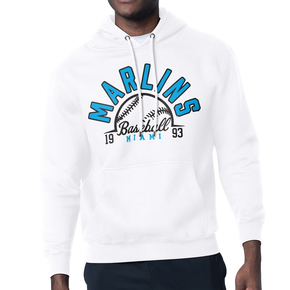  Miami Marlins Starter Half Ball Team Graphic Pullover Hoodie - White