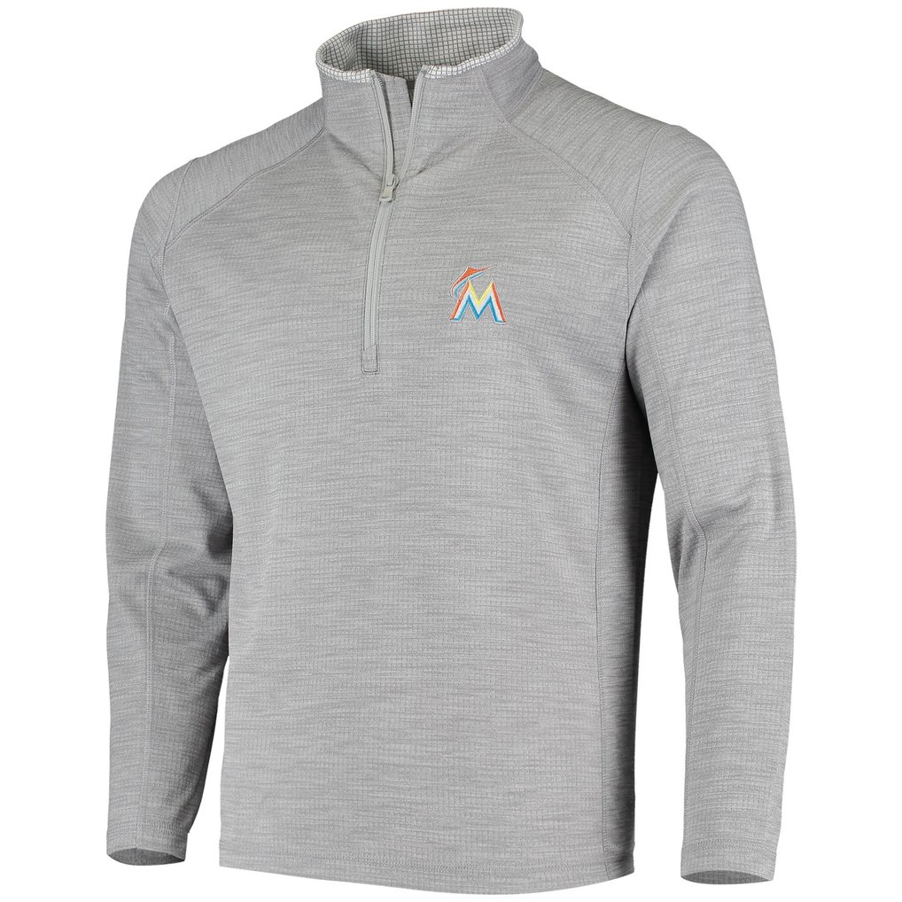 Miami Marlins Vineyard Vines Performance Sankaty Half-Zip Pullover Top - Heather Gray