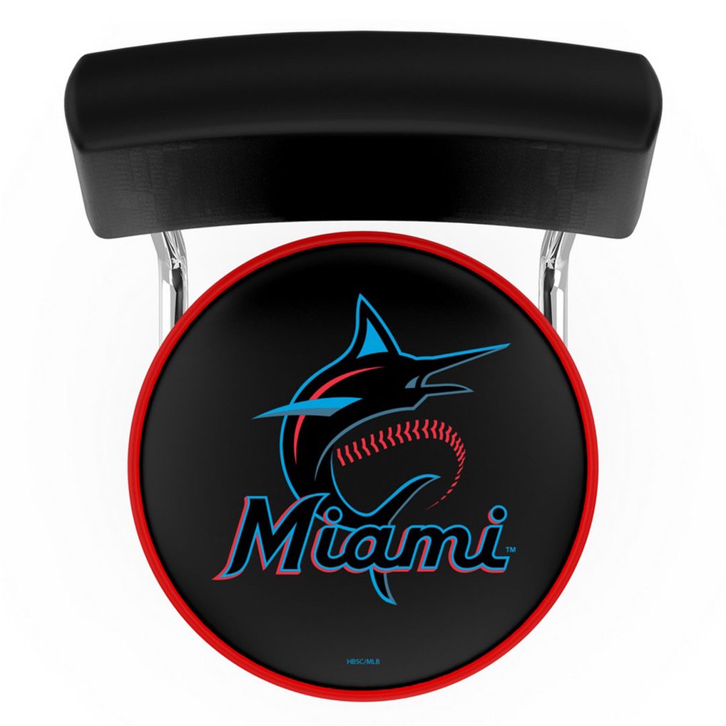 Miami Marlins 30" Double Ring Chrome Swivel Counter Stool