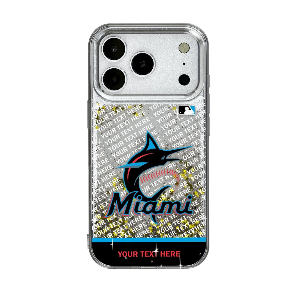 Miami Marlins iPhone Personalized Glitter Case