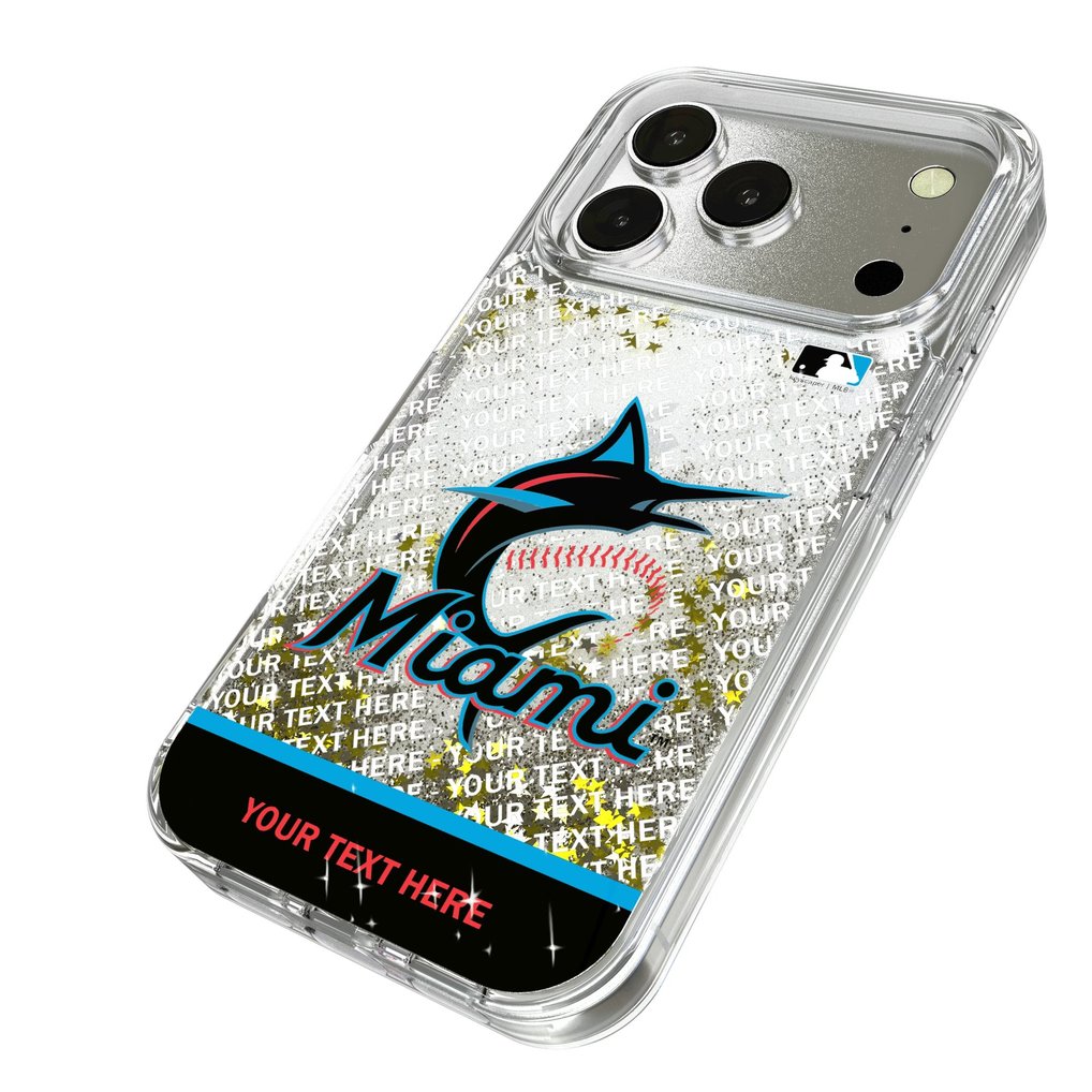 Miami Marlins iPhone Personalized Glitter Case