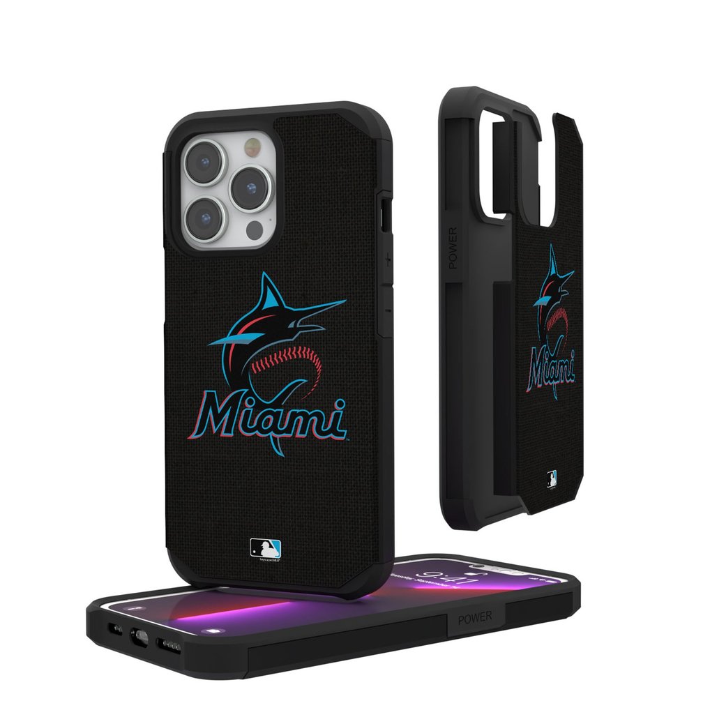 Miami Marlins iPhone Solid Design Rugged Case