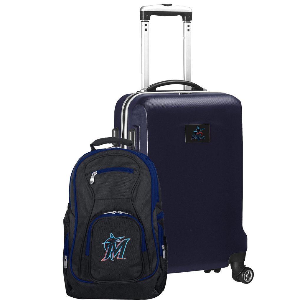 Miami Marlins MOJO Deluxe 2-Piece Backpack and Carry-On Set - Navy