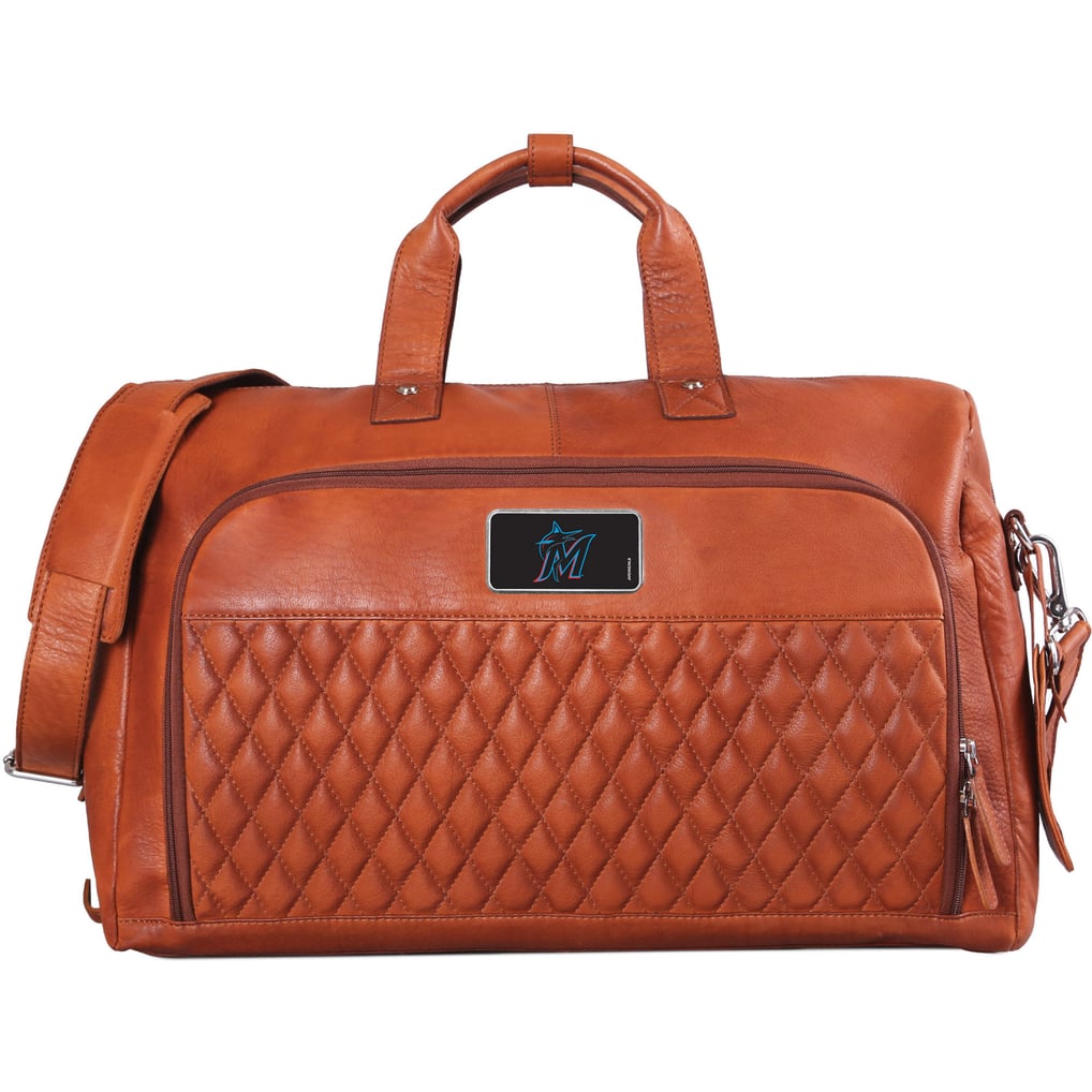 Miami Marlins Color Logo Plate Bell Canyon Zurich Leather Duffel - Tan