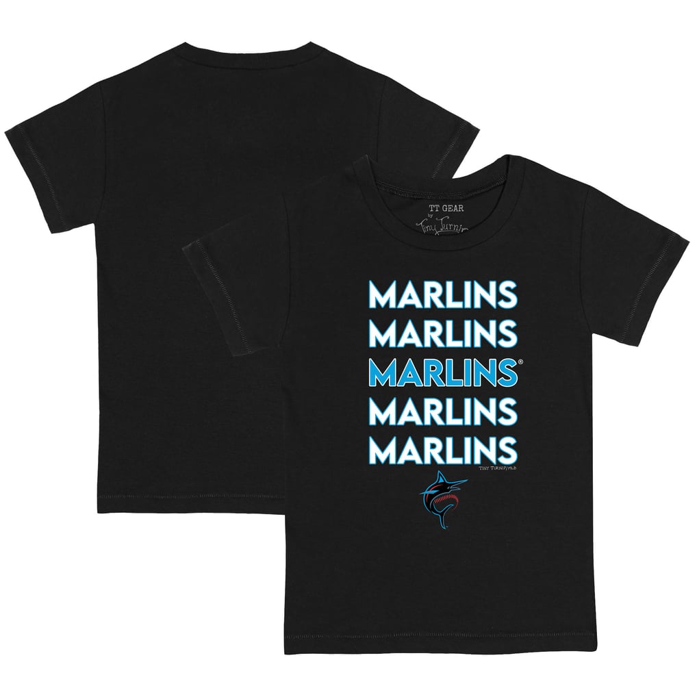 Miami Marlins Tiny Turnip Toddler Stacked T-Shirt - Black