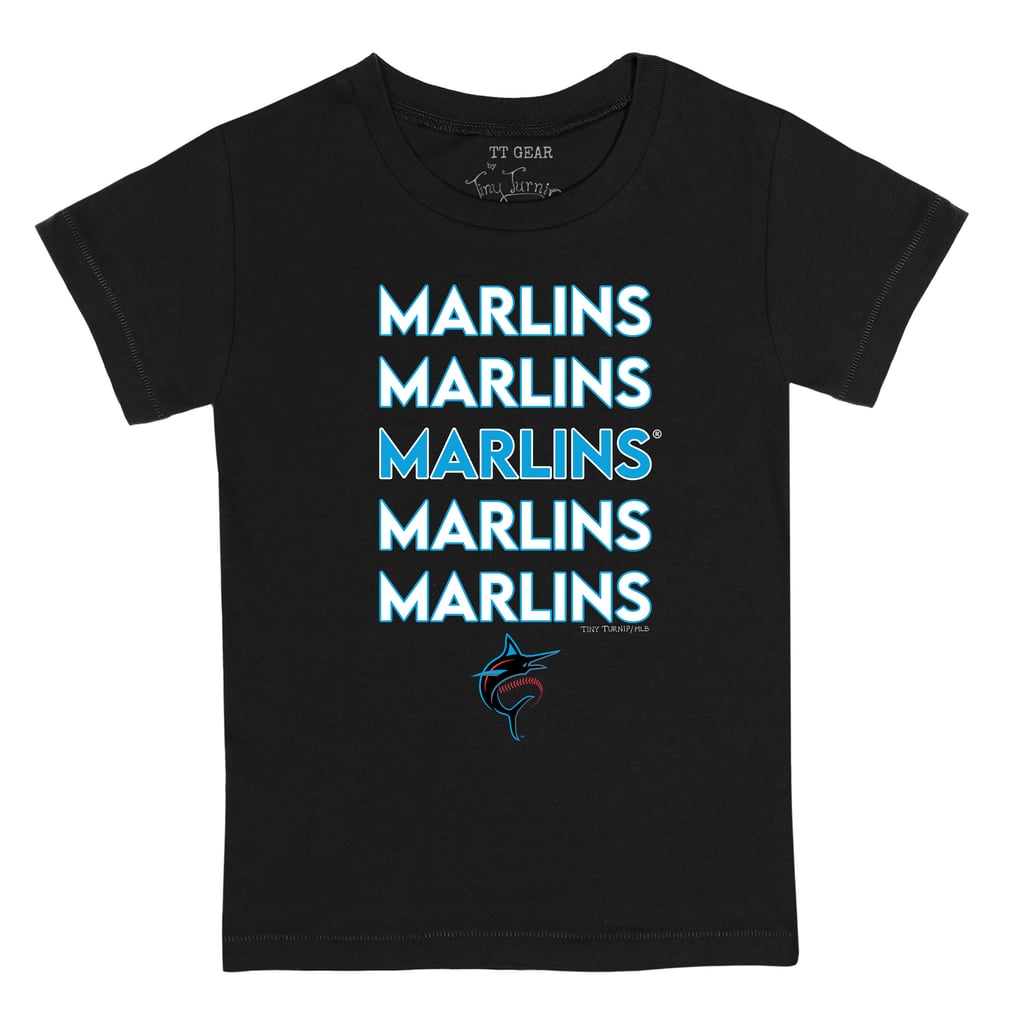 Miami Marlins Tiny Turnip Toddler Stacked T-Shirt - Black