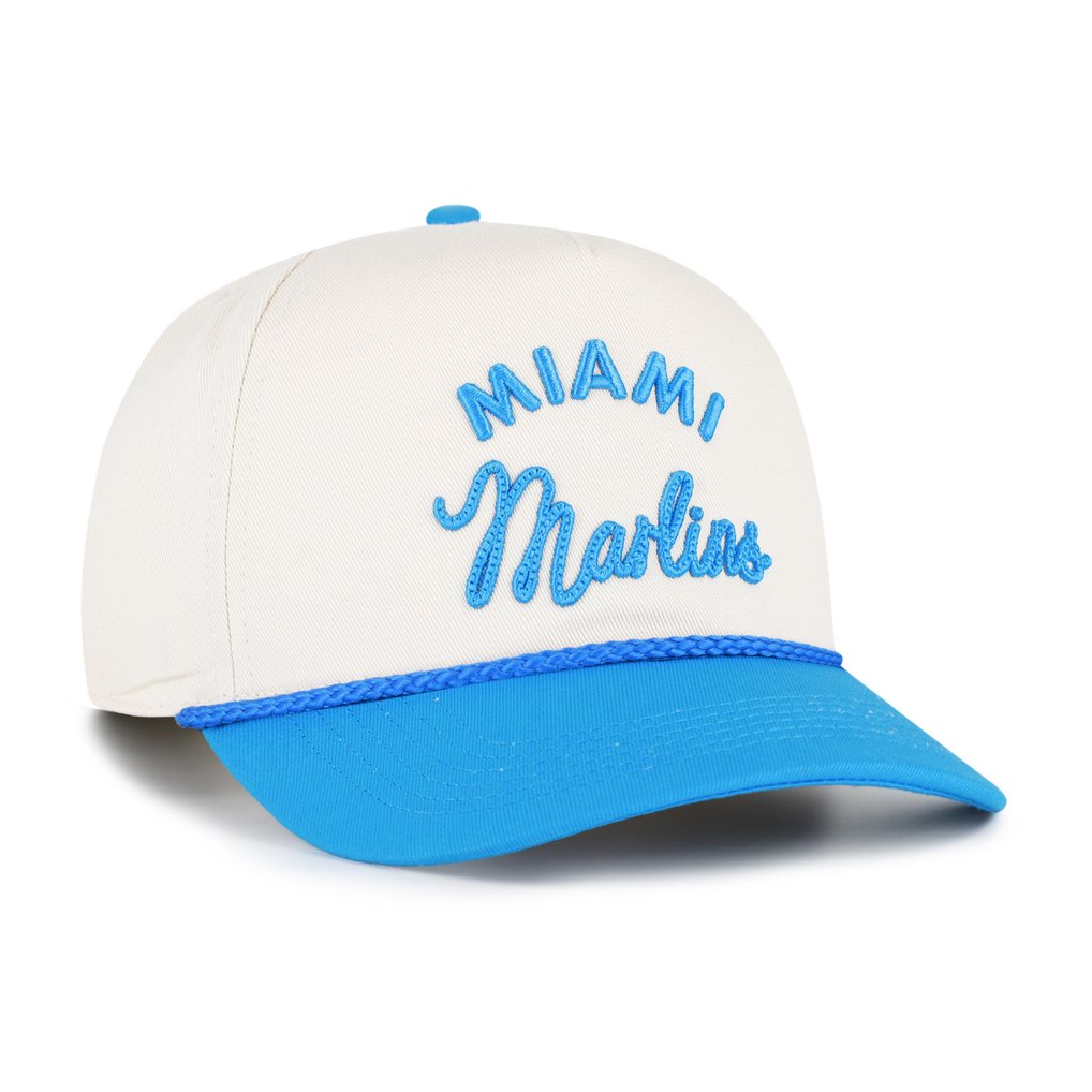 Miami Marlins '47 Unisex Rope Script Hitch Adjustable Hat - Natural/Blue